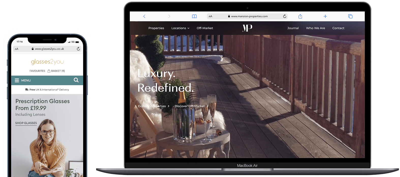 Client websites on different devices Client websites on different devices