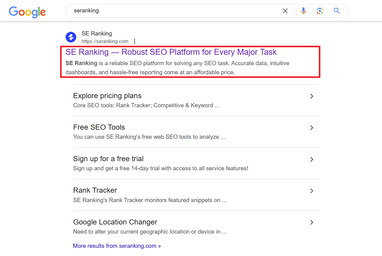 SERanking Meta Title & Description