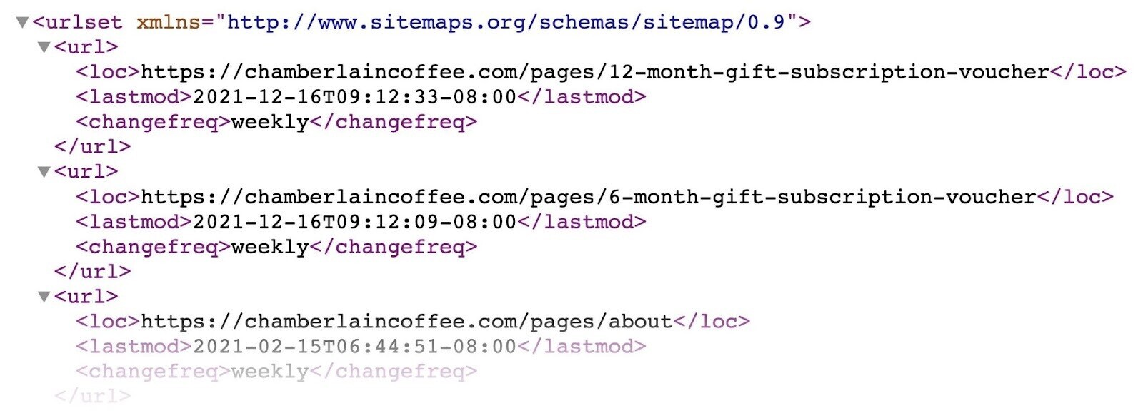 semrush xml sitemap example