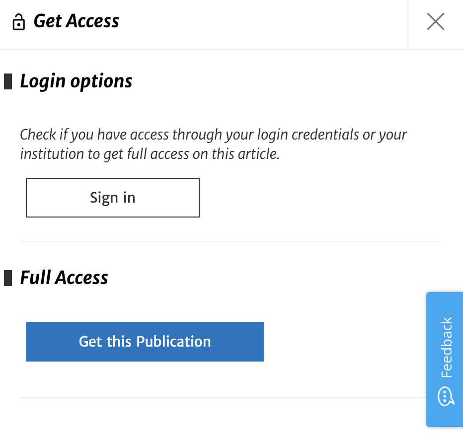 Screenshot example of restricted access to an article.