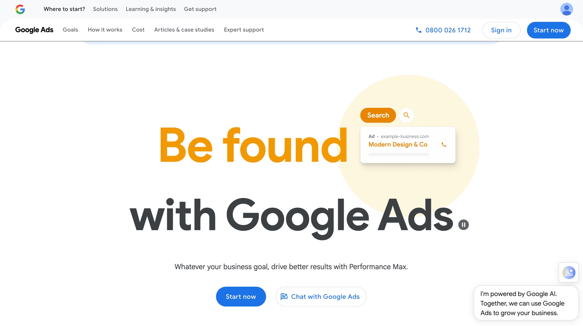 Google Ads Homepage