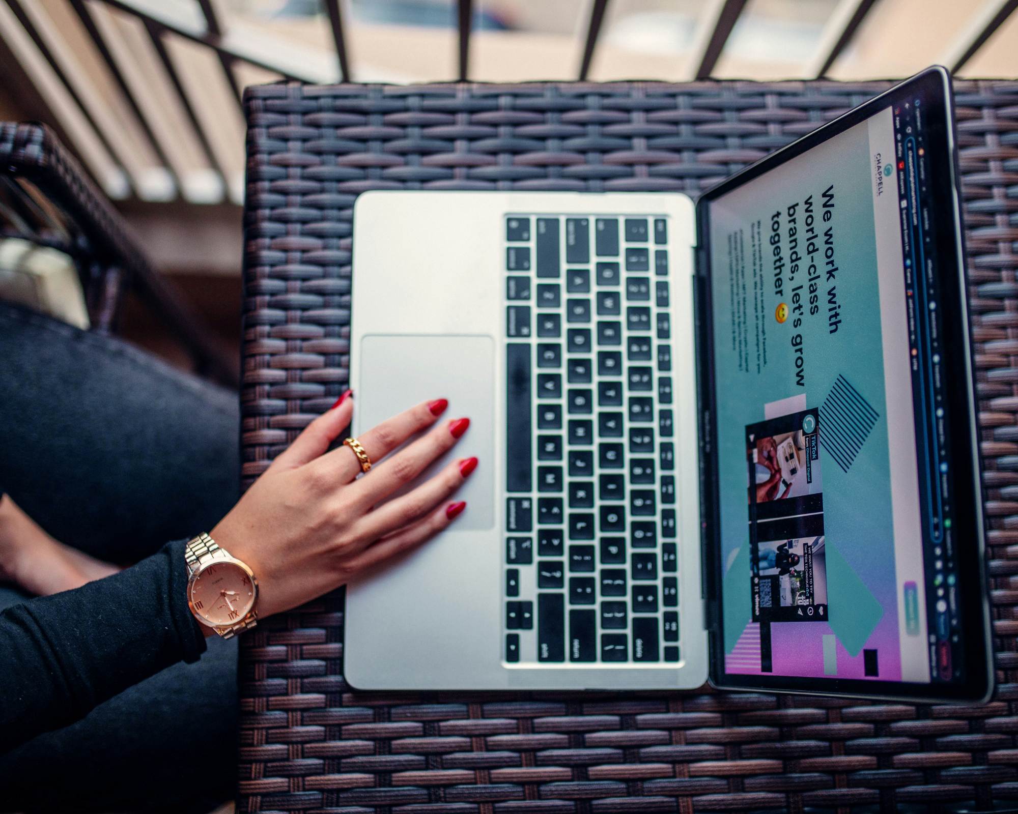 Working on a laptop
