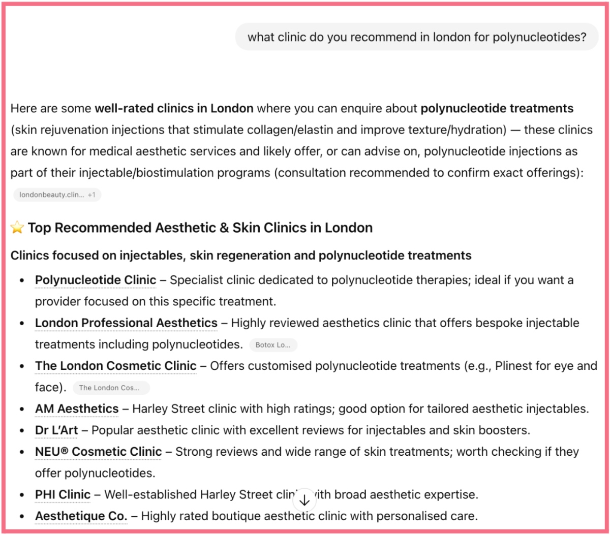 ChatGPT - best polynucleotide recommendations London
